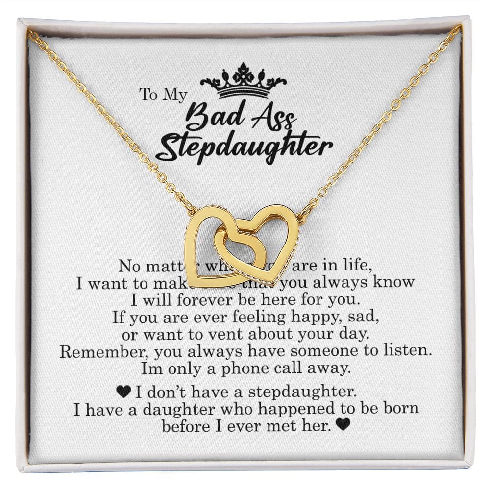 Interlocking Hearts Necklace, To My Badass Stepdaughter
