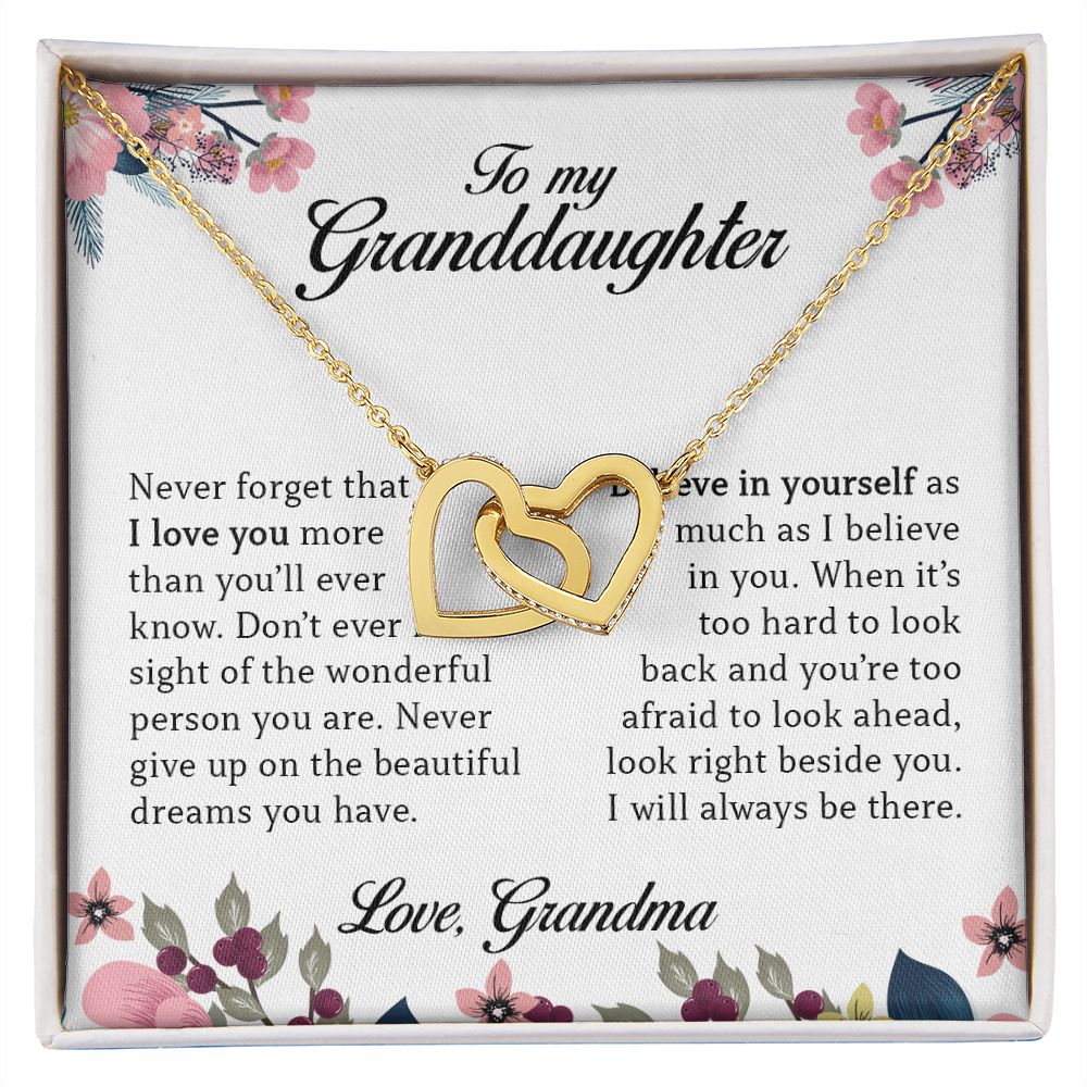 Interlocking Hearts Necklace, To My Granddaughter