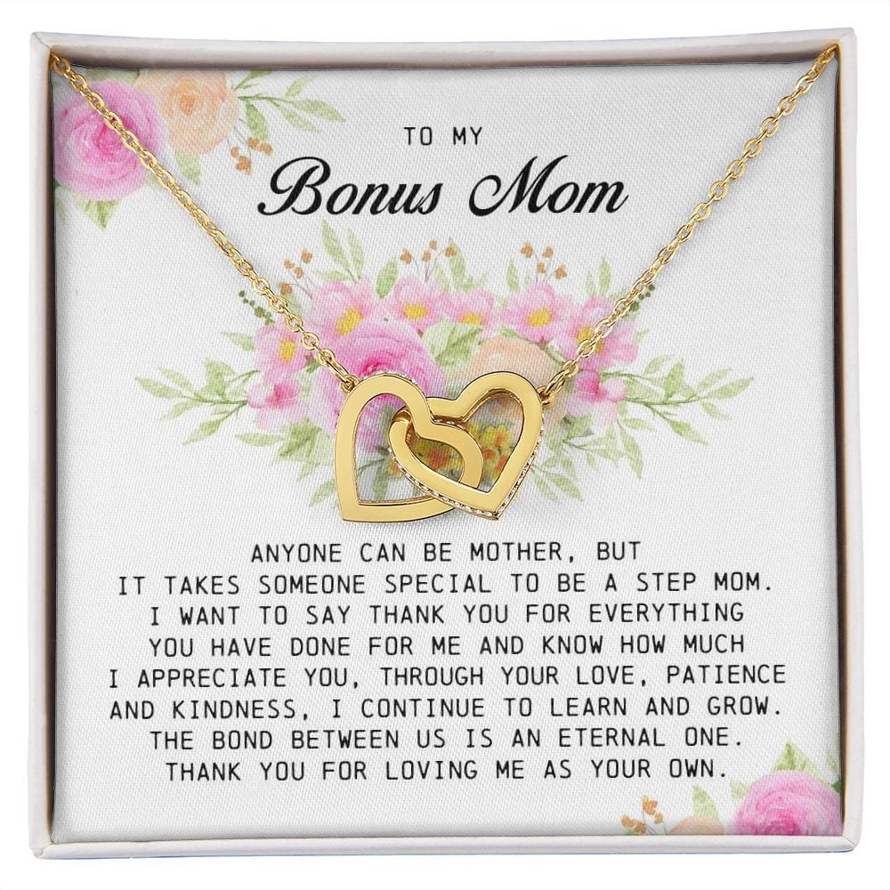 To My Bonus Mom, Interlocking Hearts Necklace
