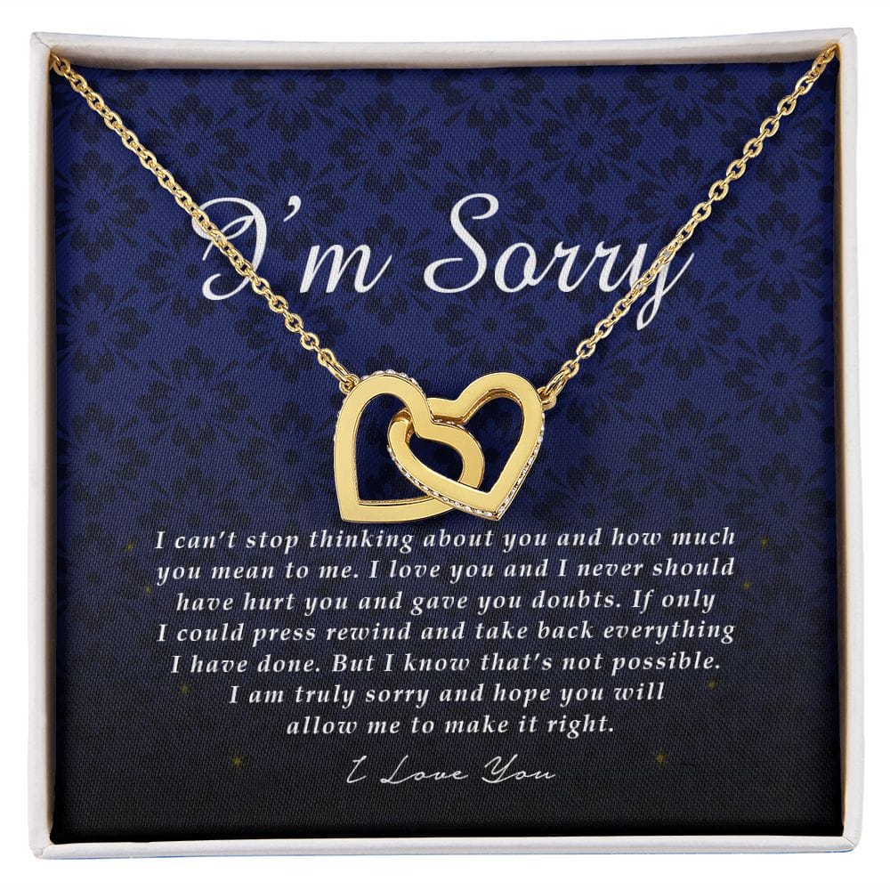 Interlocking Heart Necklace, I'm Sorry Card, Apology Gift For Her, Forgiveness Gift, I’m Sorry Gift For Wife, Girlfriend Apology Gift, Gift To Say Sorry, Unique Jewelry Card For Her