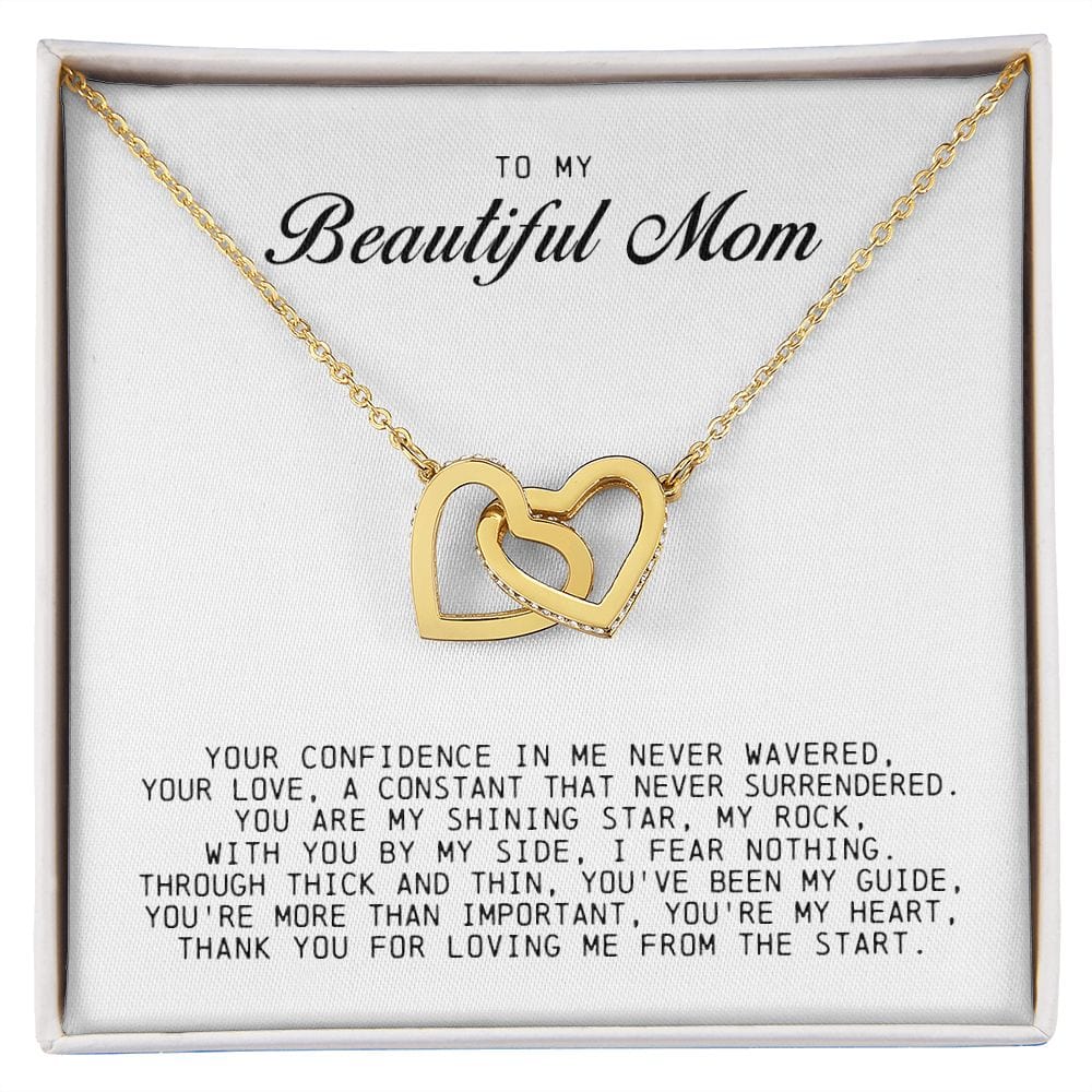To my Beautiful Mom, Interlocking Hearts Necklace, Mother's Day Gift