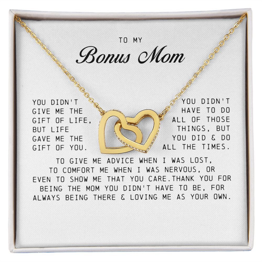 To My Bonus Mom, Interlocking Hearts Necklace