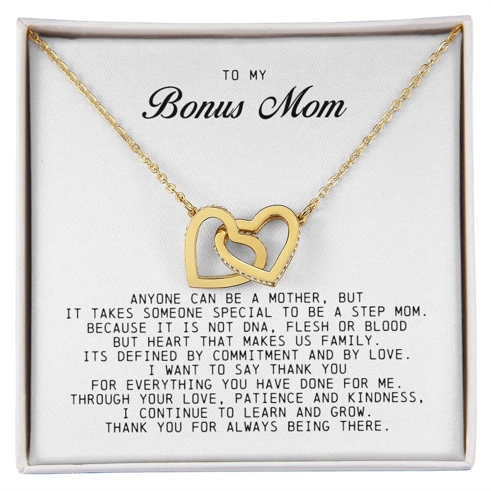To My Bonus Mom, Interlocking Hearts Necklace