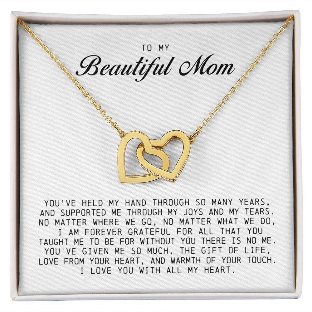 To my Beautiful Mom, Interlocking Hearts Necklace, Mother's Day Gift