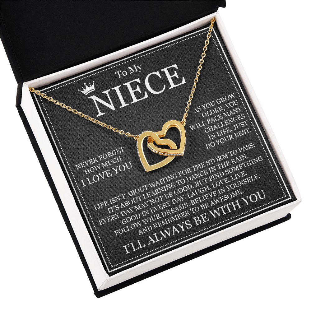 Interlocking Hearts Necklace - To My Niece "Never Forget How Much I Love You"