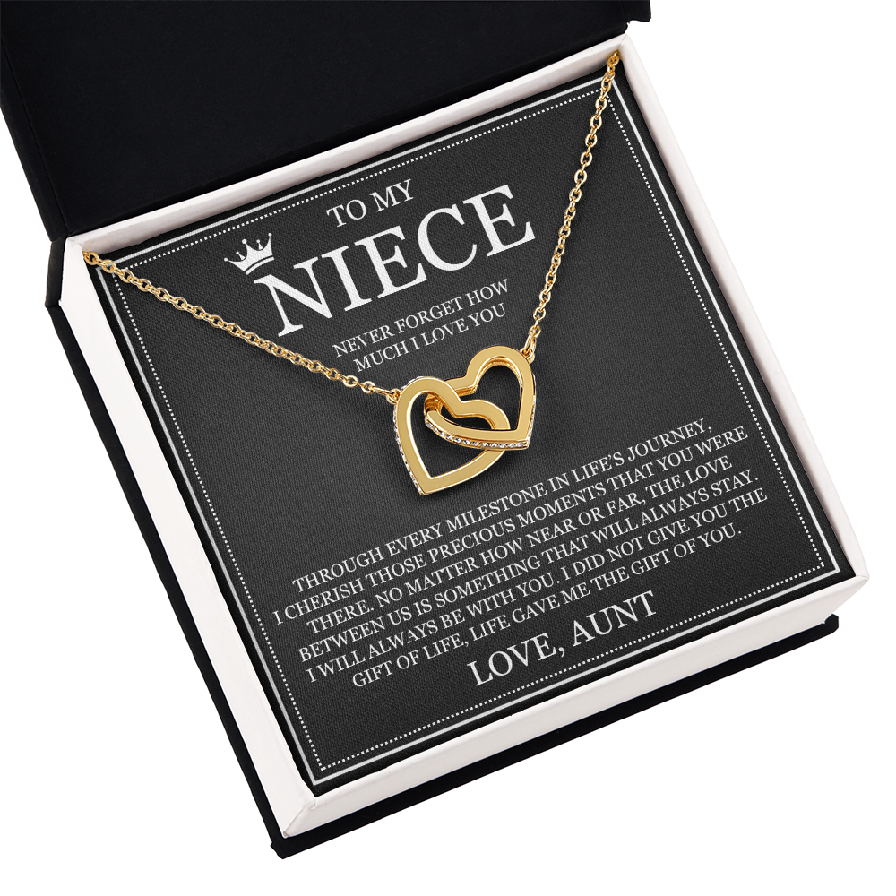 Interlocking Hearts Necklace - To My Niece "Never Forget How Much I Love You"