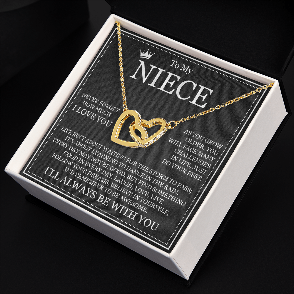 Interlocking Hearts Necklace - To My Niece "Never Forget How Much I Love You"