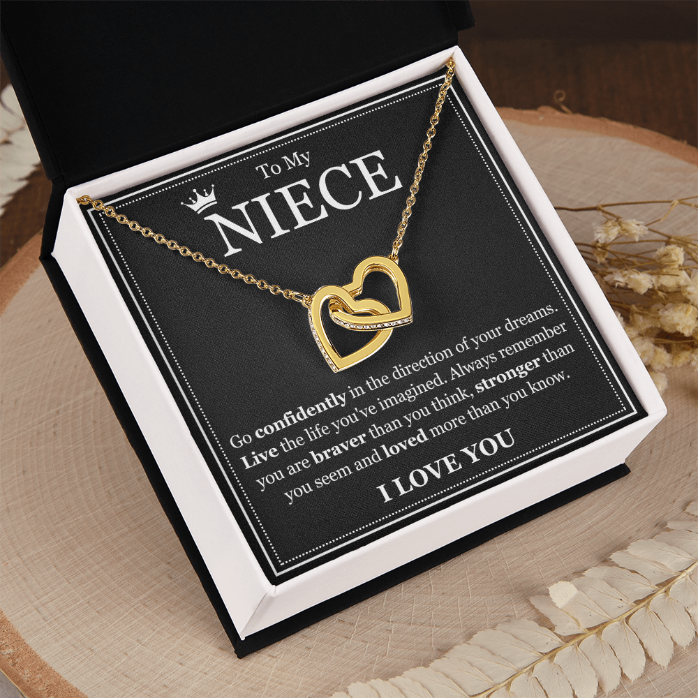 Interlocking Hearts Necklace - To My Niece "Live The Life You've Imagined"