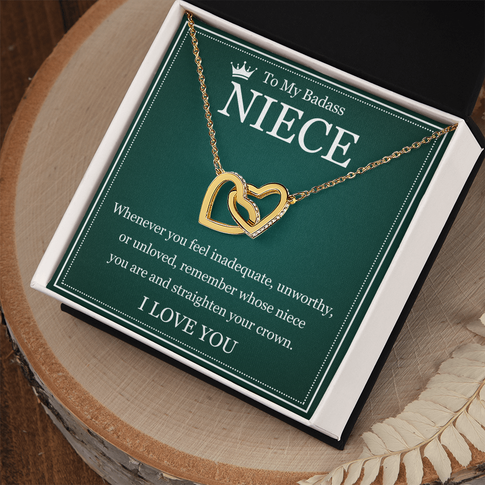 Interlocking  Heart Necklace - To My Badass Niece