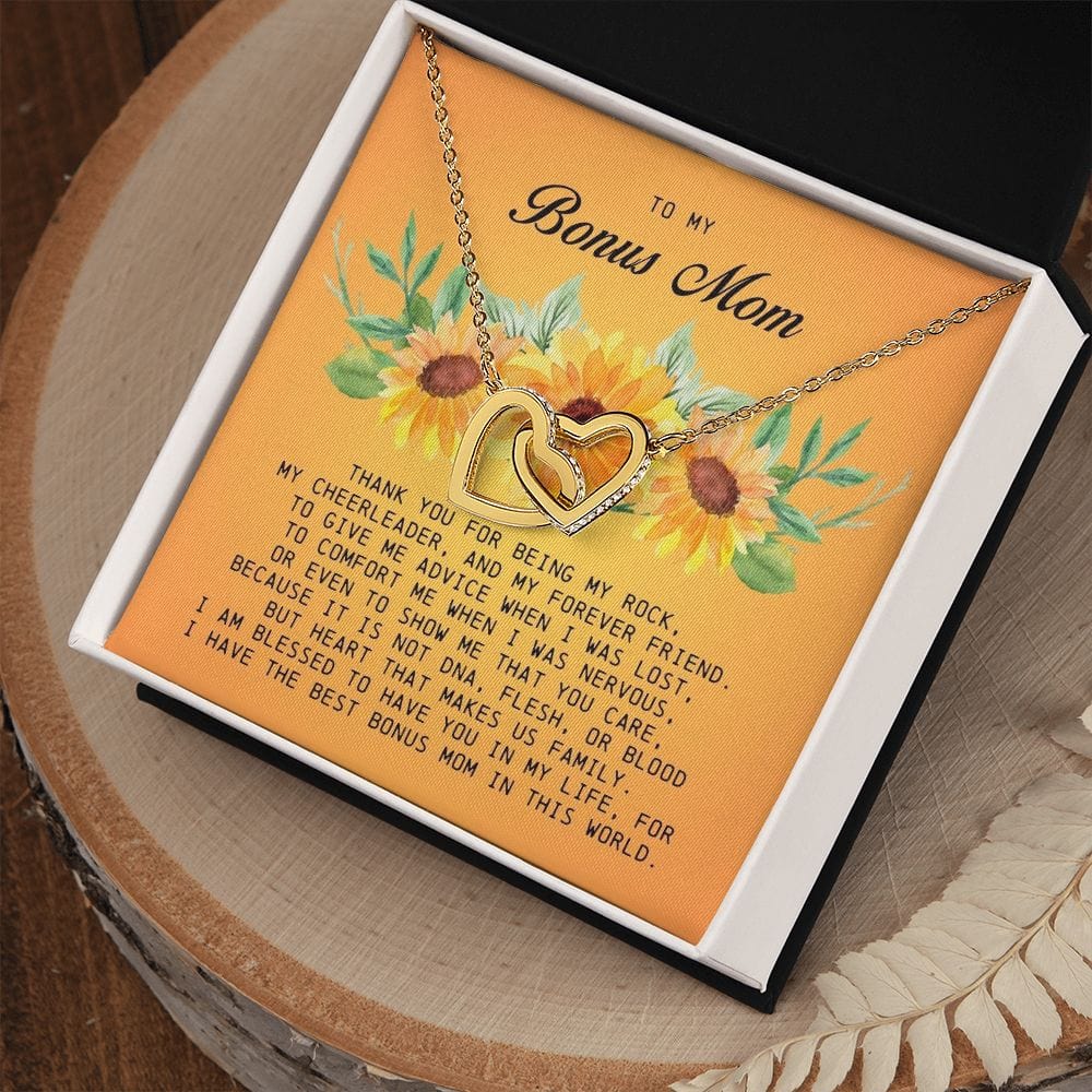 To My Bonus Mom, Interlocking Hearts Necklace