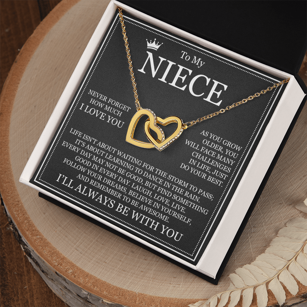 Interlocking Hearts Necklace - To My Niece "Never Forget How Much I Love You"