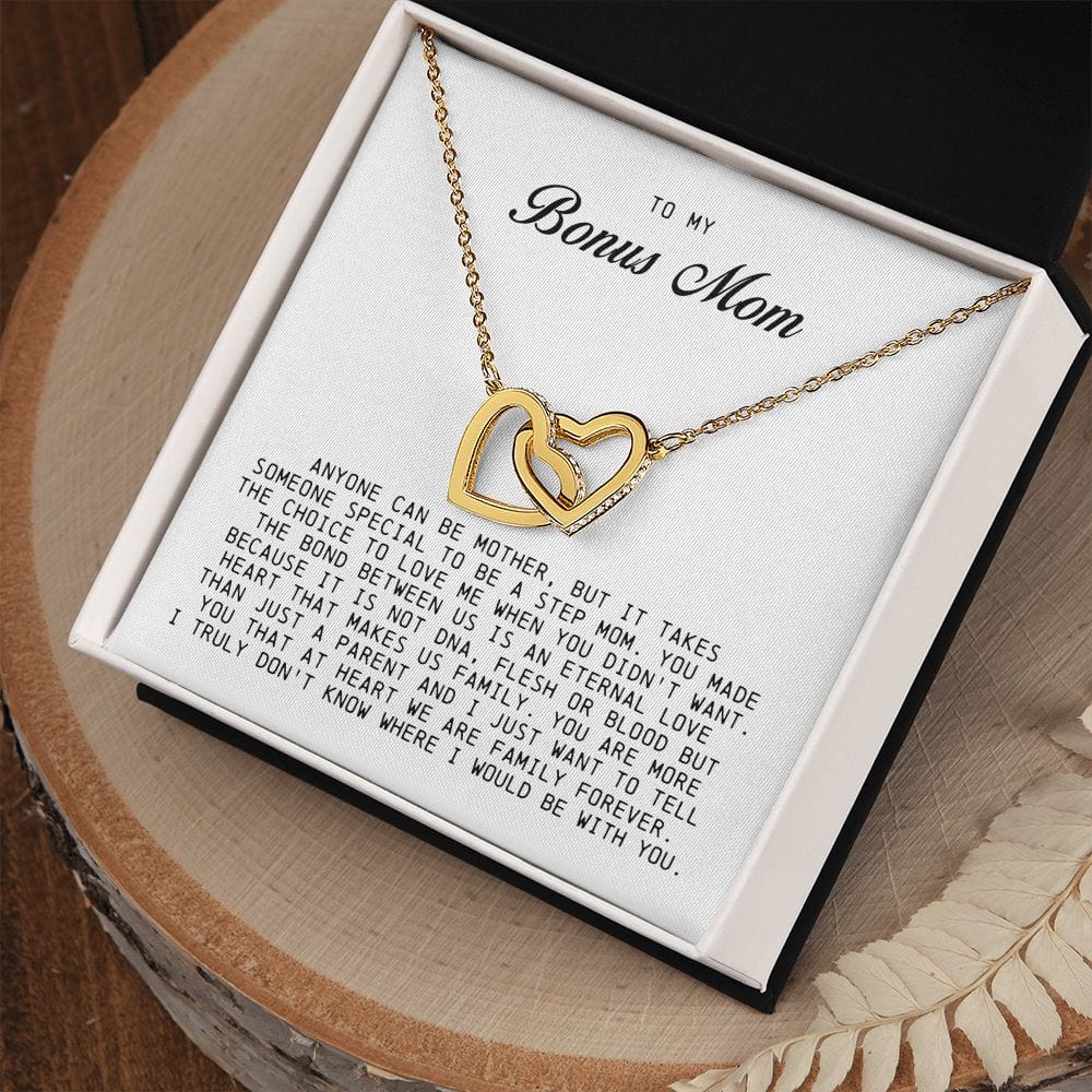 To My Bonus Mom, Interlocking Hearts Necklace