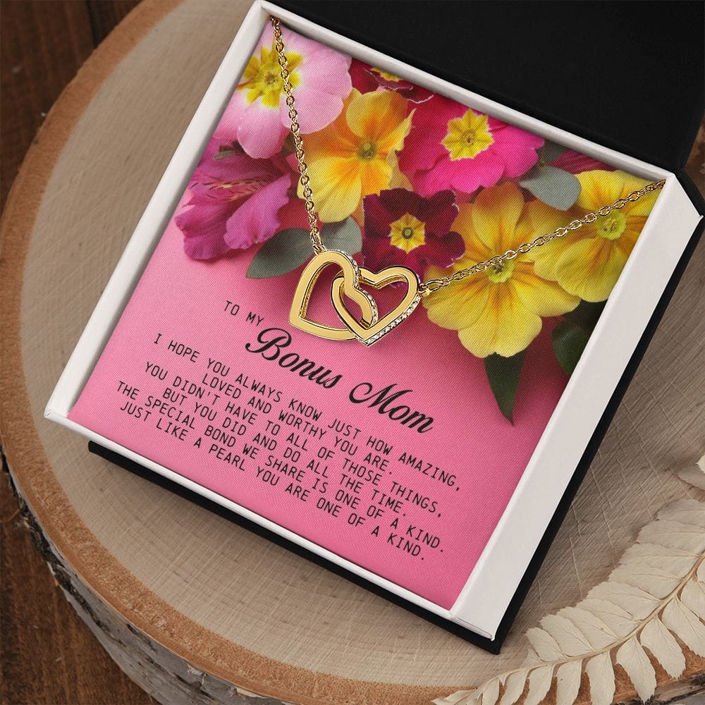 To My Bonus Mom, Interlocking Hearts Necklace