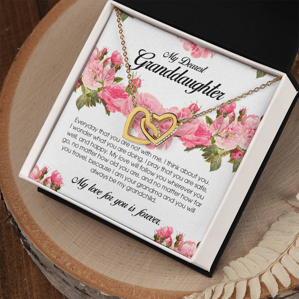 To My Dearest Granddaughter, Interlocking Heart Necklace