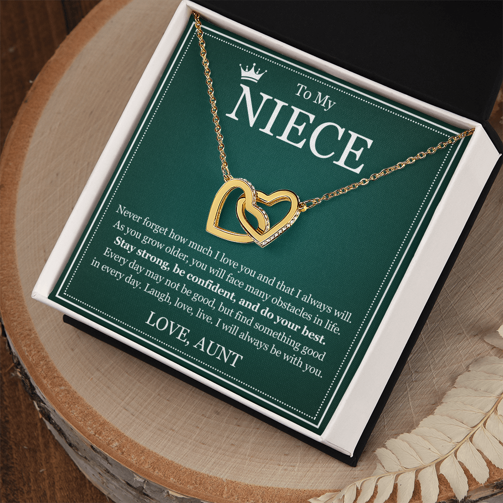 Interlocking Hearts Necklace - To My Niece "Stay Strong, Be Confident"