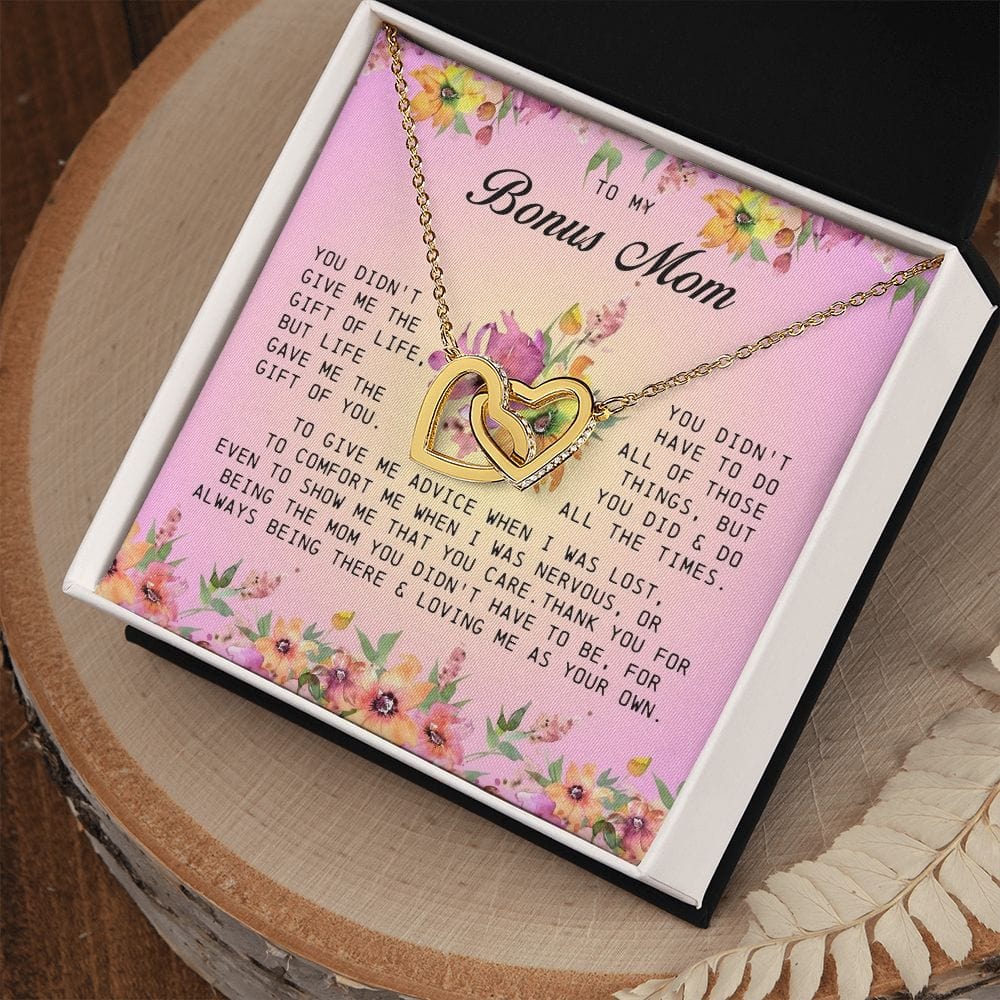 To My Bonus Mom, Interlocking Hearts Necklace