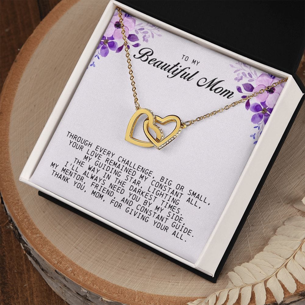 To my Beautiful Mom, Interlocking Hearts Necklace, Mother's Day Gift