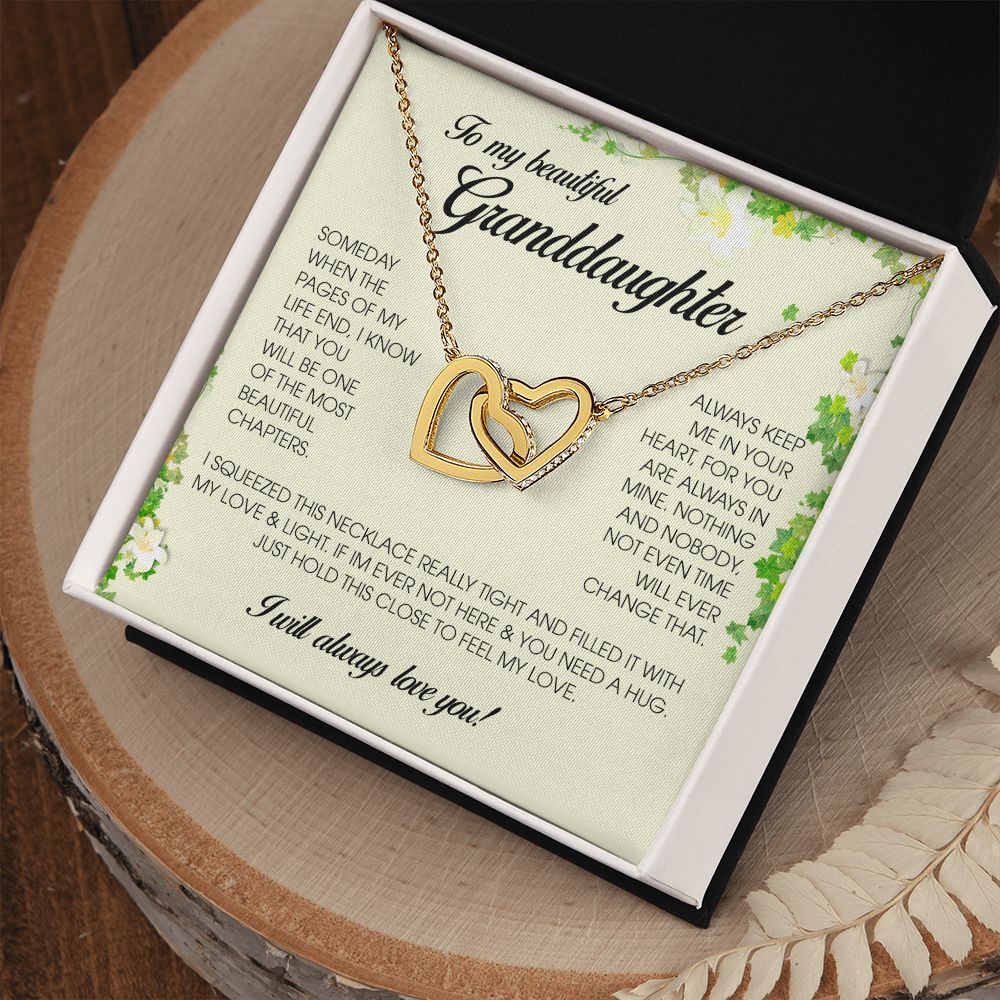 Interlocking Hearts Necklace, To My Beautiful Granddaughter