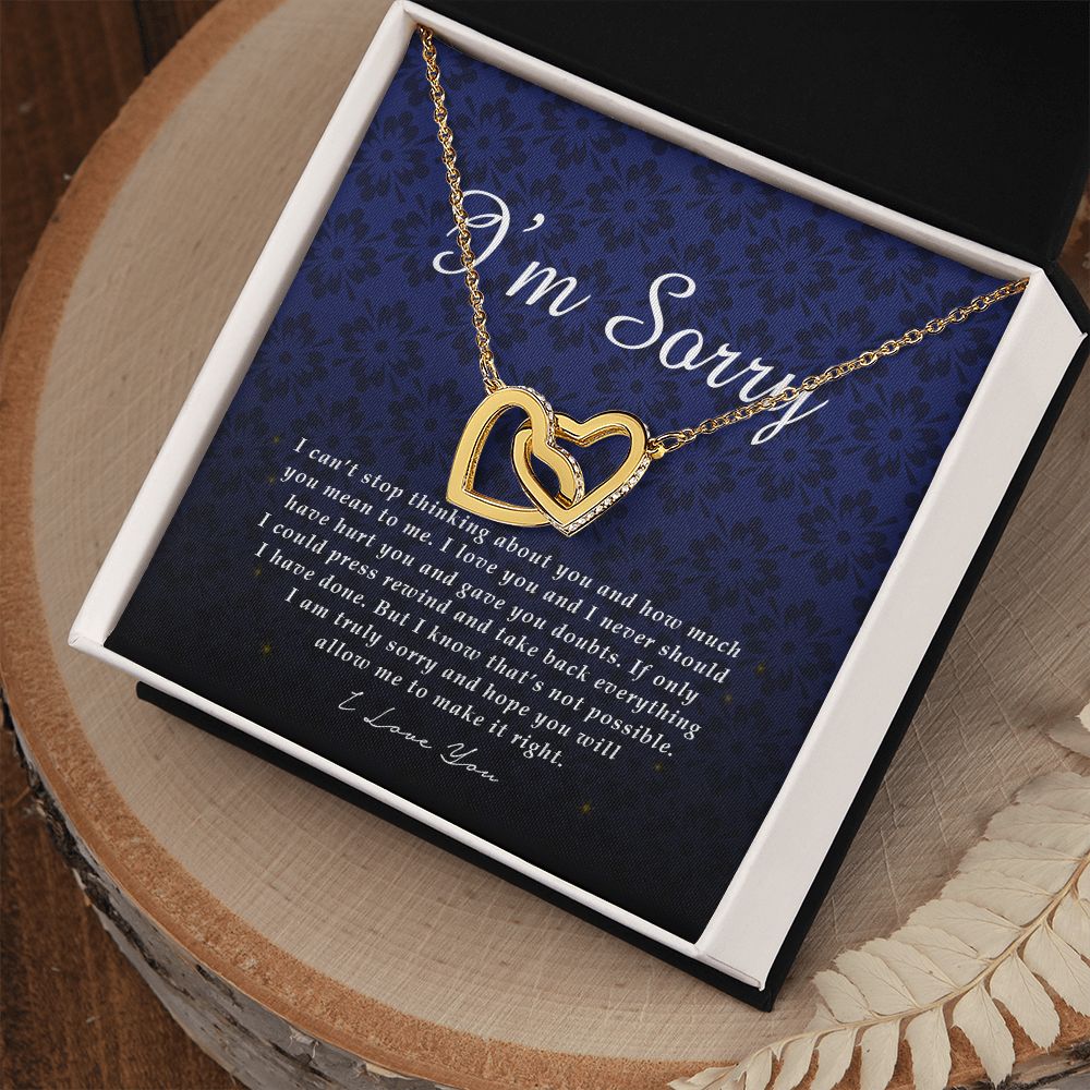Interlocking Heart Necklace, I'm Sorry Card, Apology Gift For Her, Forgiveness Gift, I’m Sorry Gift For Wife, Girlfriend Apology Gift, Gift To Say Sorry, Unique Jewelry Card For Her
