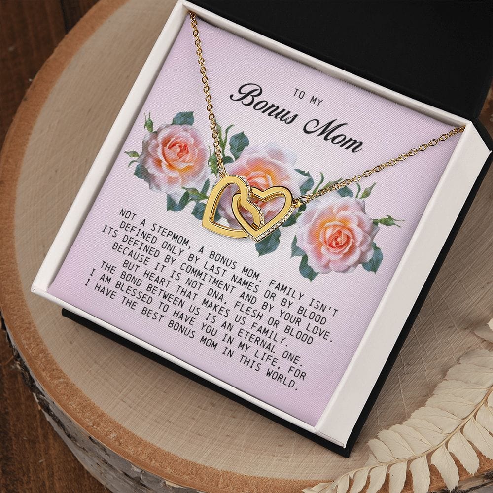 To My Bonus Mom, Interlocking Hearts Necklace