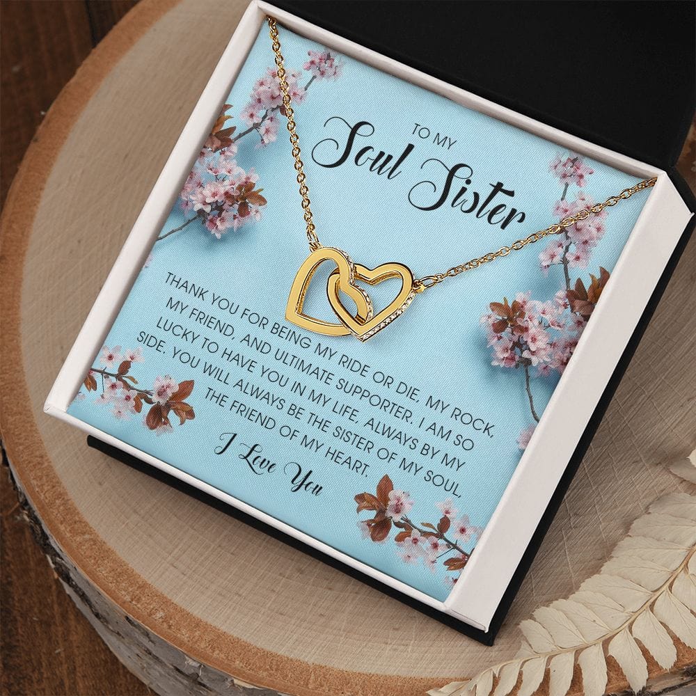 To My Soul Sister, Interlocking Hearts Necklace