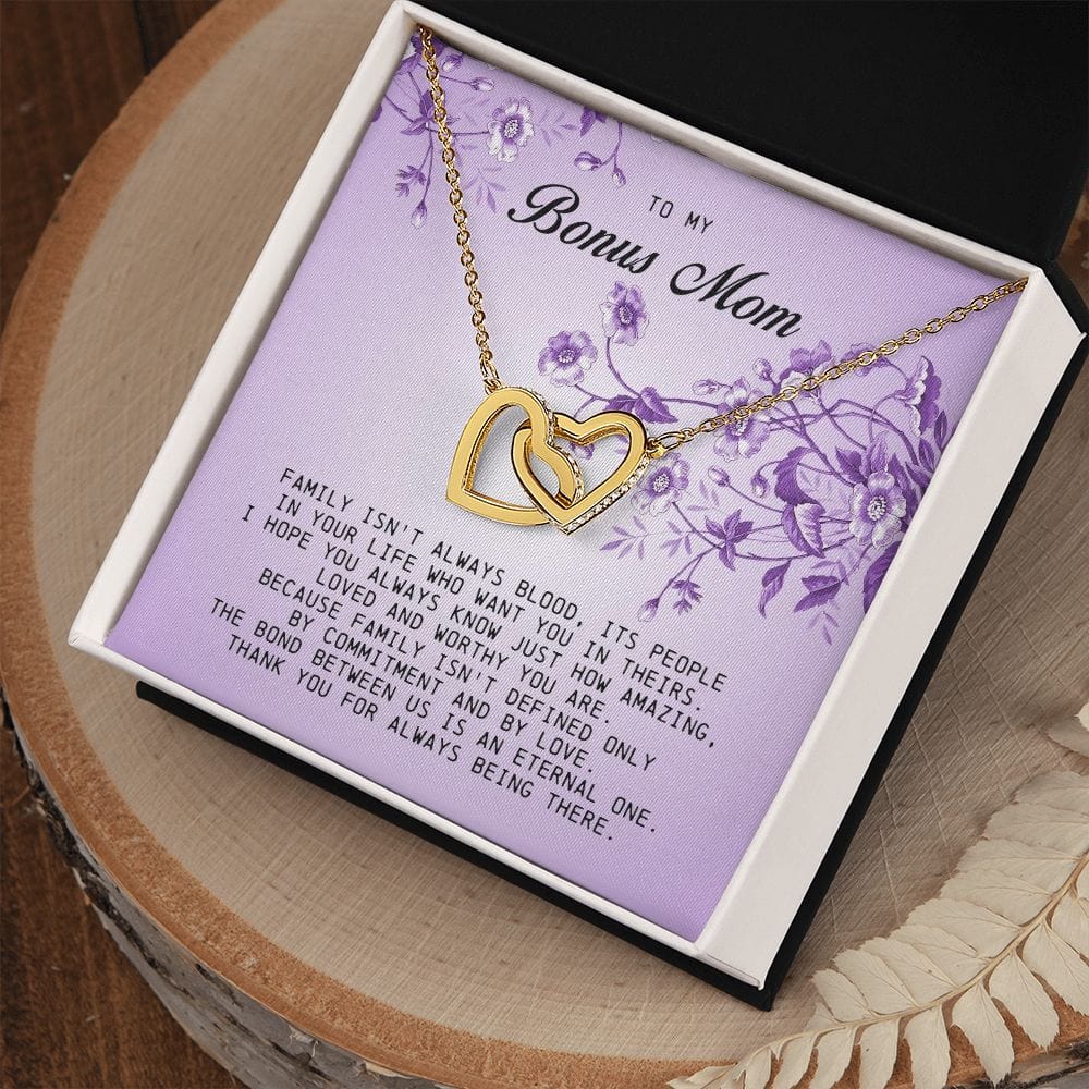 To My Bonus Mom, Interlocking Hearts Necklace