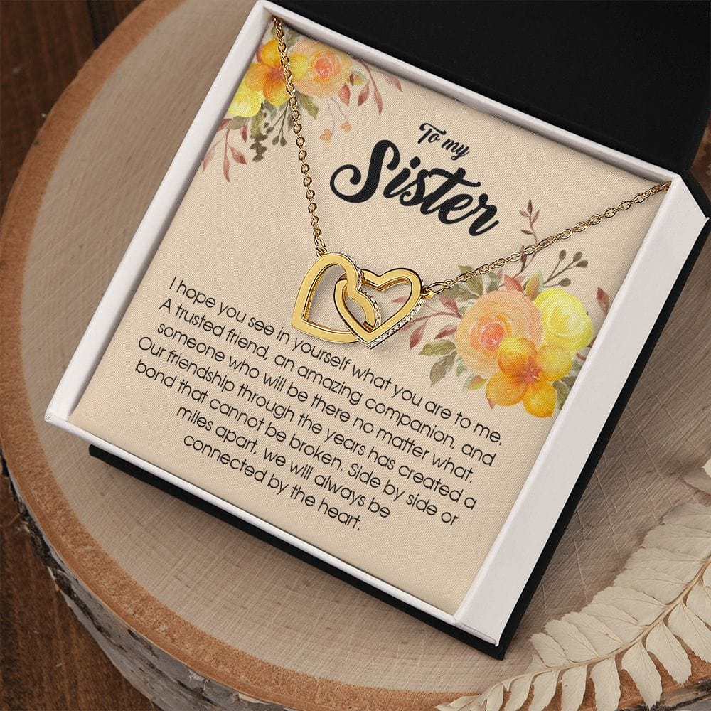 To My Sister, Interlocking Hearts Necklace