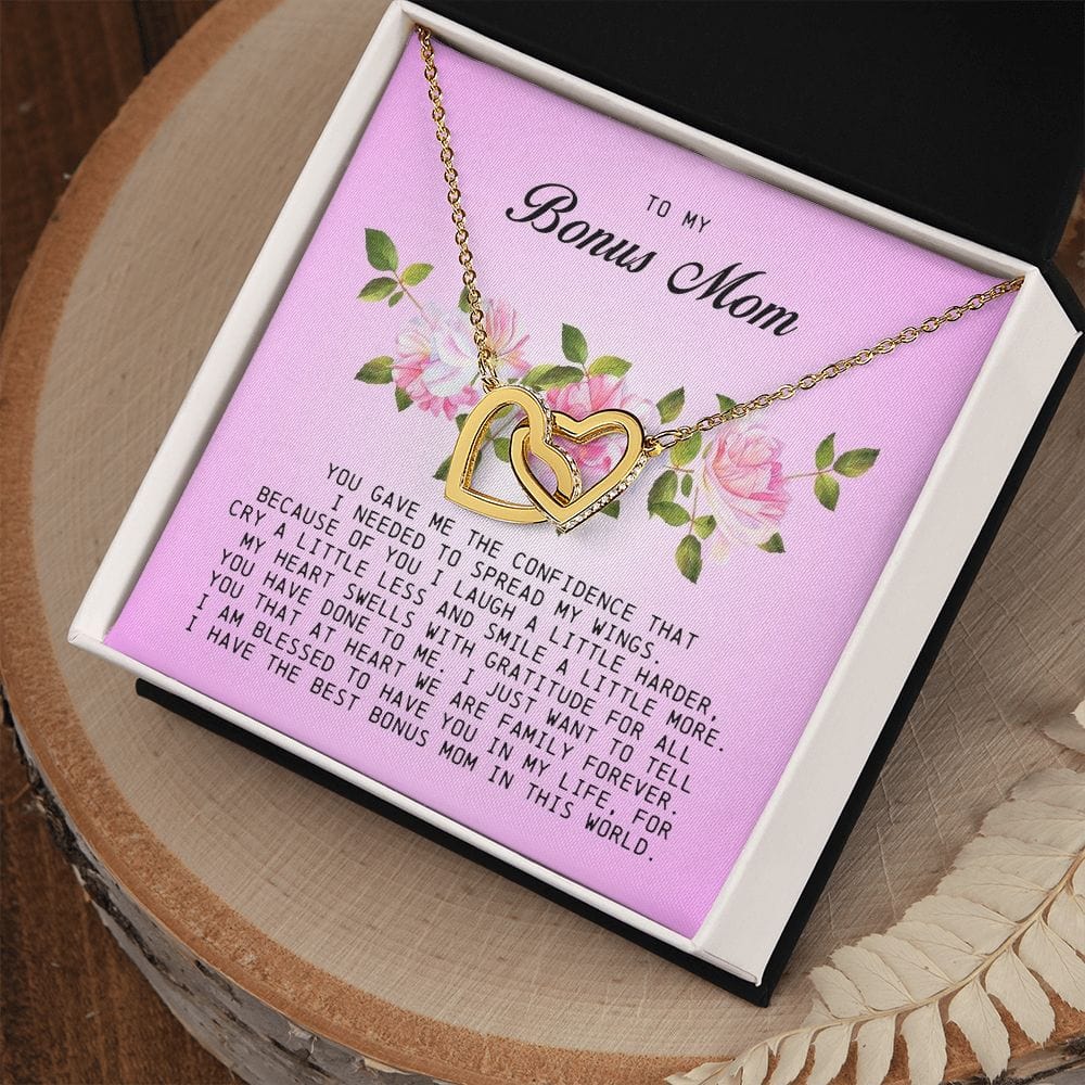 To My Bonus Mom, Interlocking Hearts Necklace