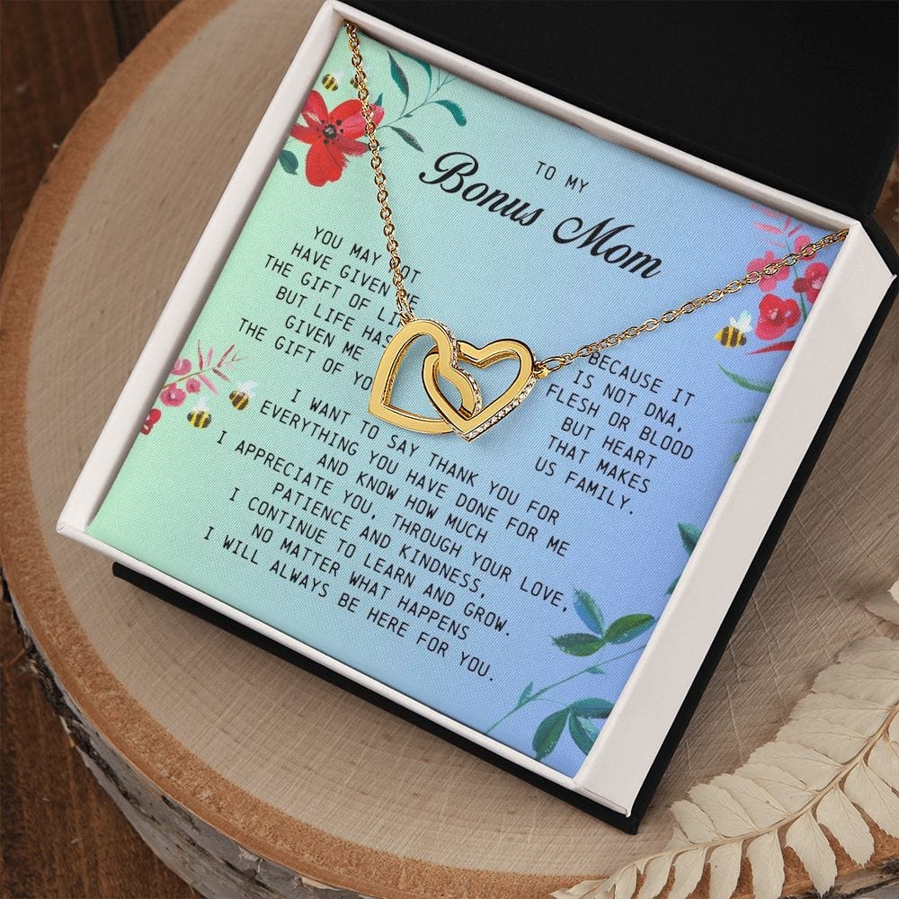 To My Bonus Mom, Interlocking Hearts Necklace