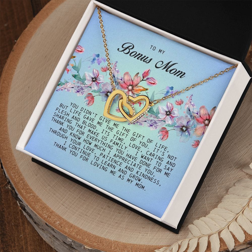 To My Bonus Mom, Interlocking Hearts Necklace