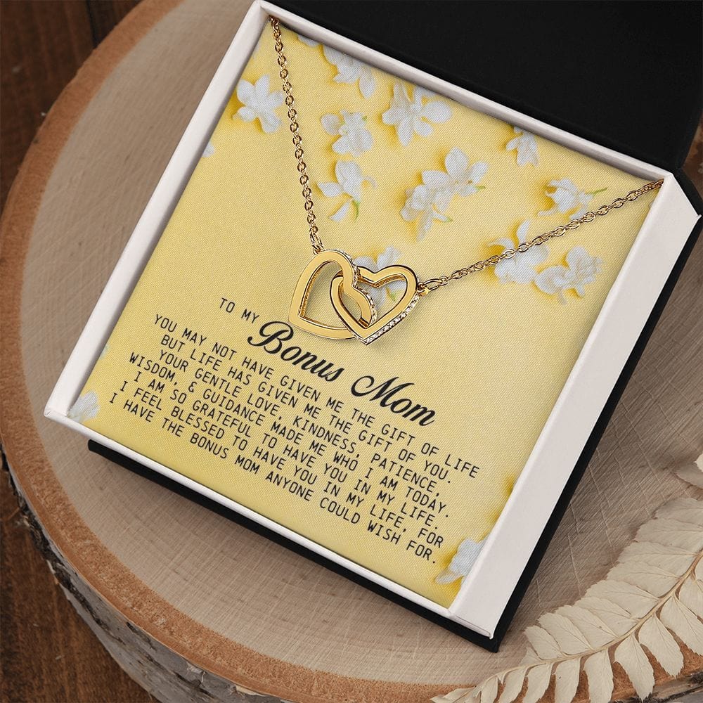 To My Bonus Mom, Interlocking Hearts Necklace