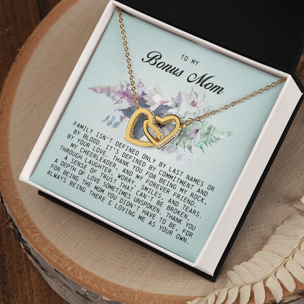 To My Bonus Mom, Interlocking Hearts Necklace