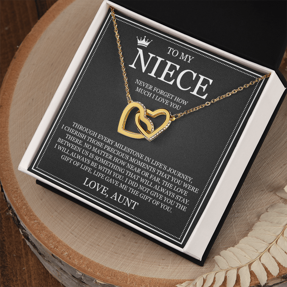 Interlocking Hearts Necklace - To My Niece "Never Forget How Much I Love You"