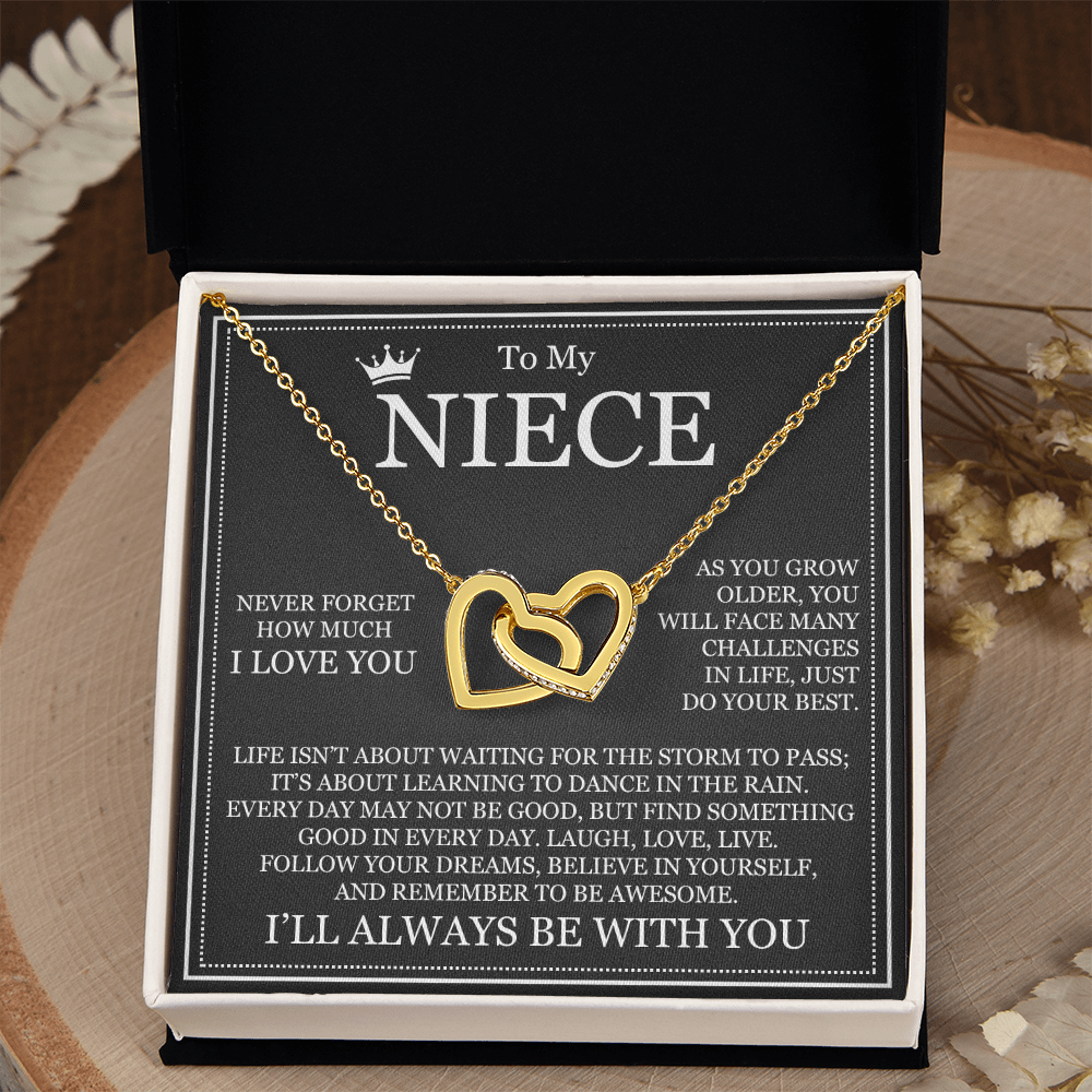 Interlocking Hearts Necklace - To My Niece "Never Forget How Much I Love You"