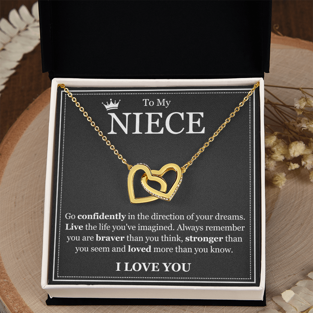 Interlocking Hearts Necklace - To My Niece "Live The Life You've Imagined"