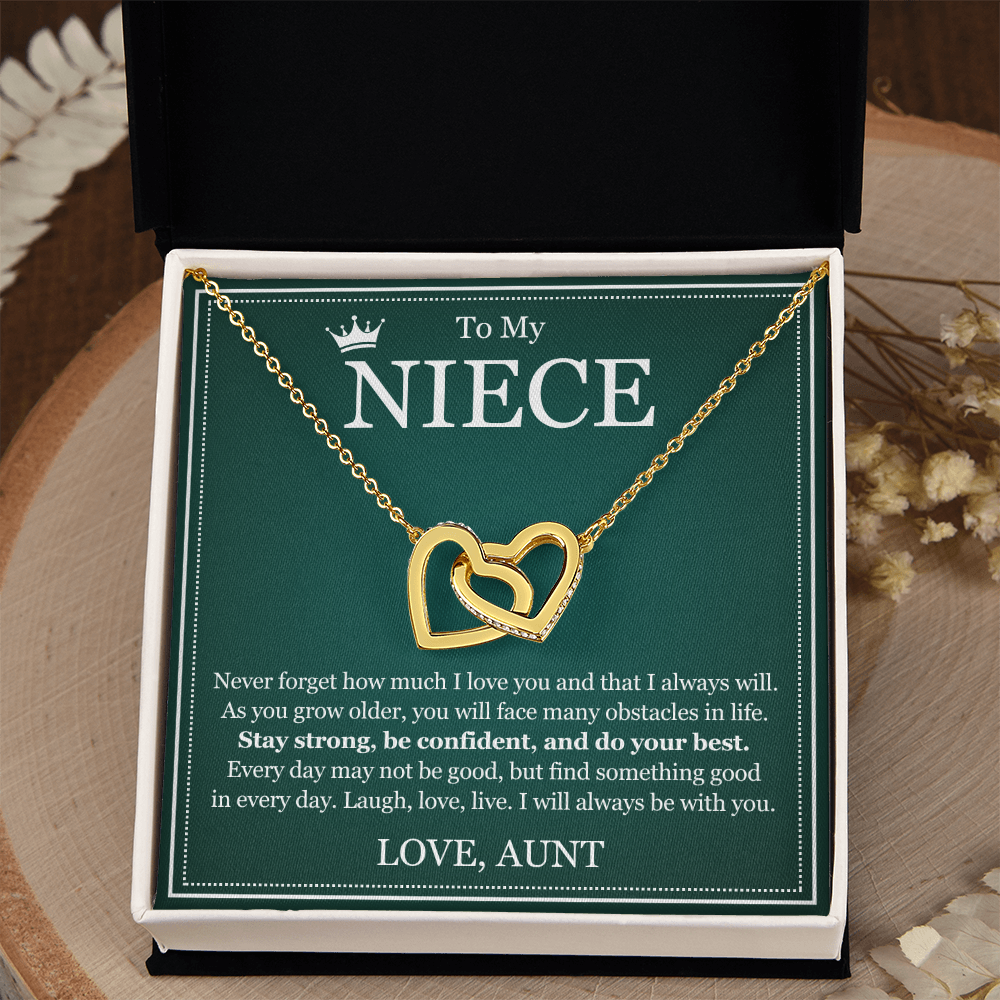 Interlocking Hearts Necklace - To My Niece "Stay Strong, Be Confident"