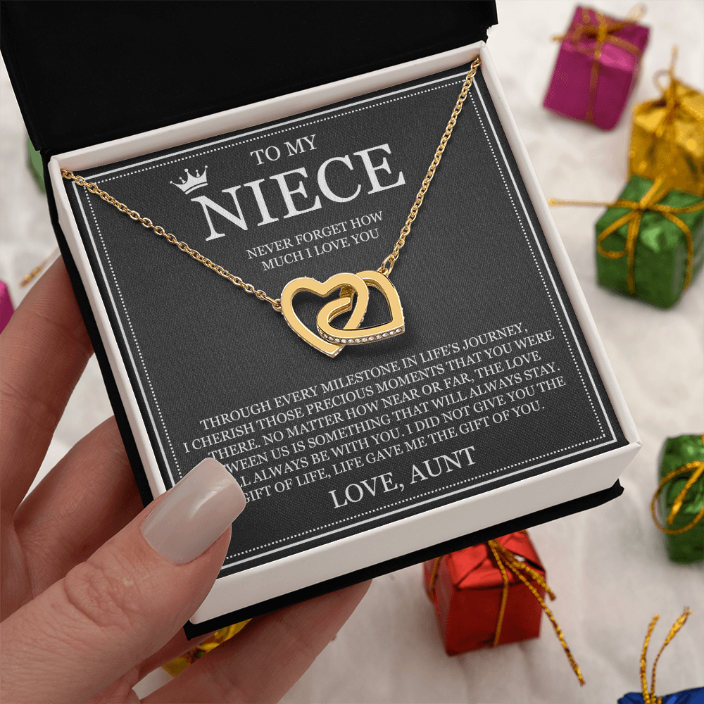 Interlocking Hearts Necklace - To My Niece "Never Forget How Much I Love You"