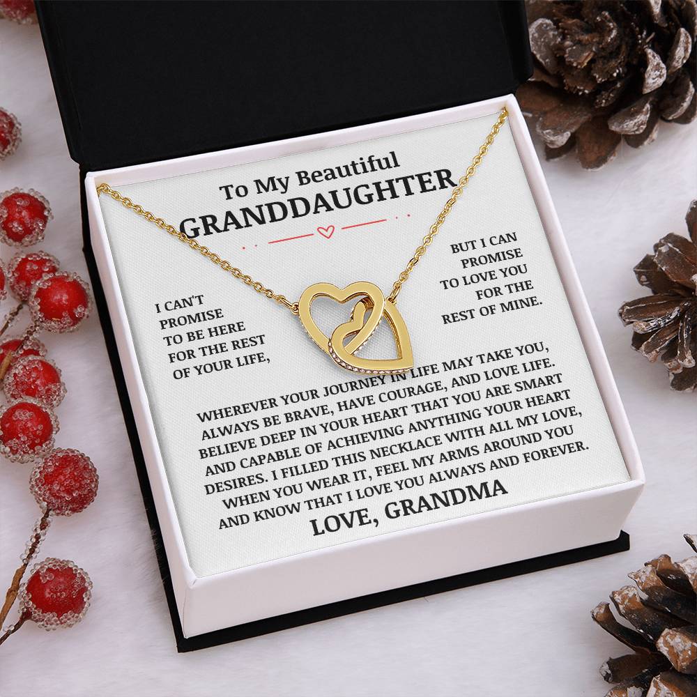 To My Beautiful Granddaughter "Love You Always & Forever" Interlocking Heart Necklace