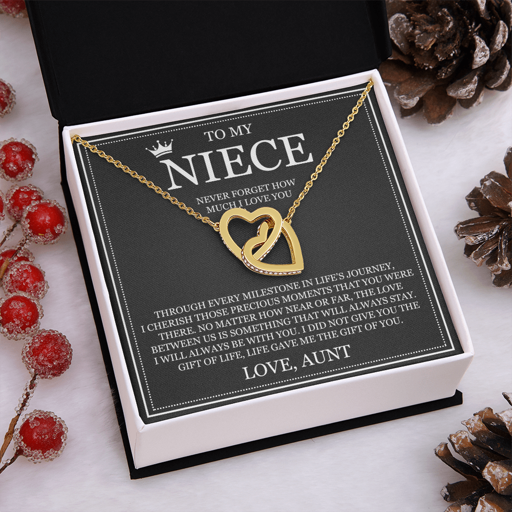 Interlocking Hearts Necklace - To My Niece "Never Forget How Much I Love You"
