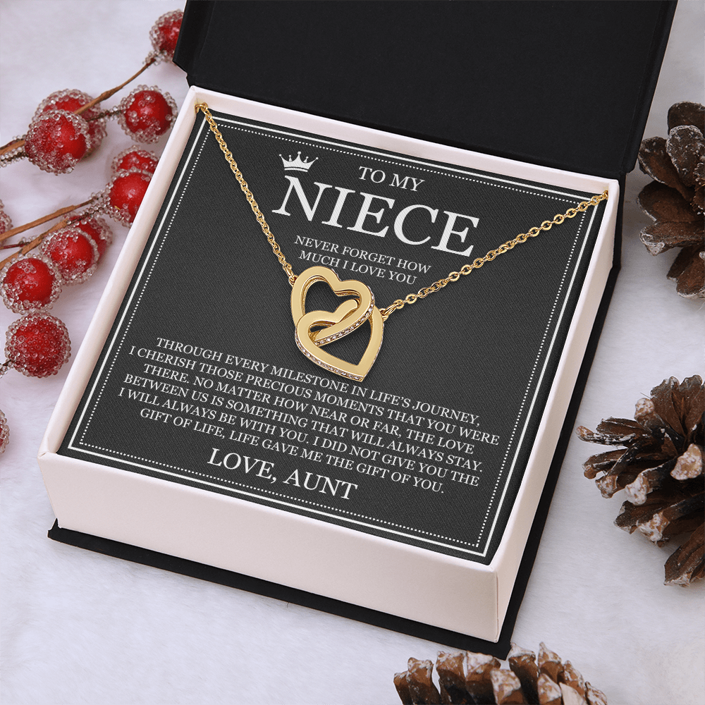 Interlocking Hearts Necklace - To My Niece "Never Forget How Much I Love You"