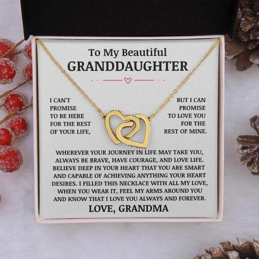 To My Beautiful Granddaughter "Love You Always & Forever" Interlocking Heart Necklace