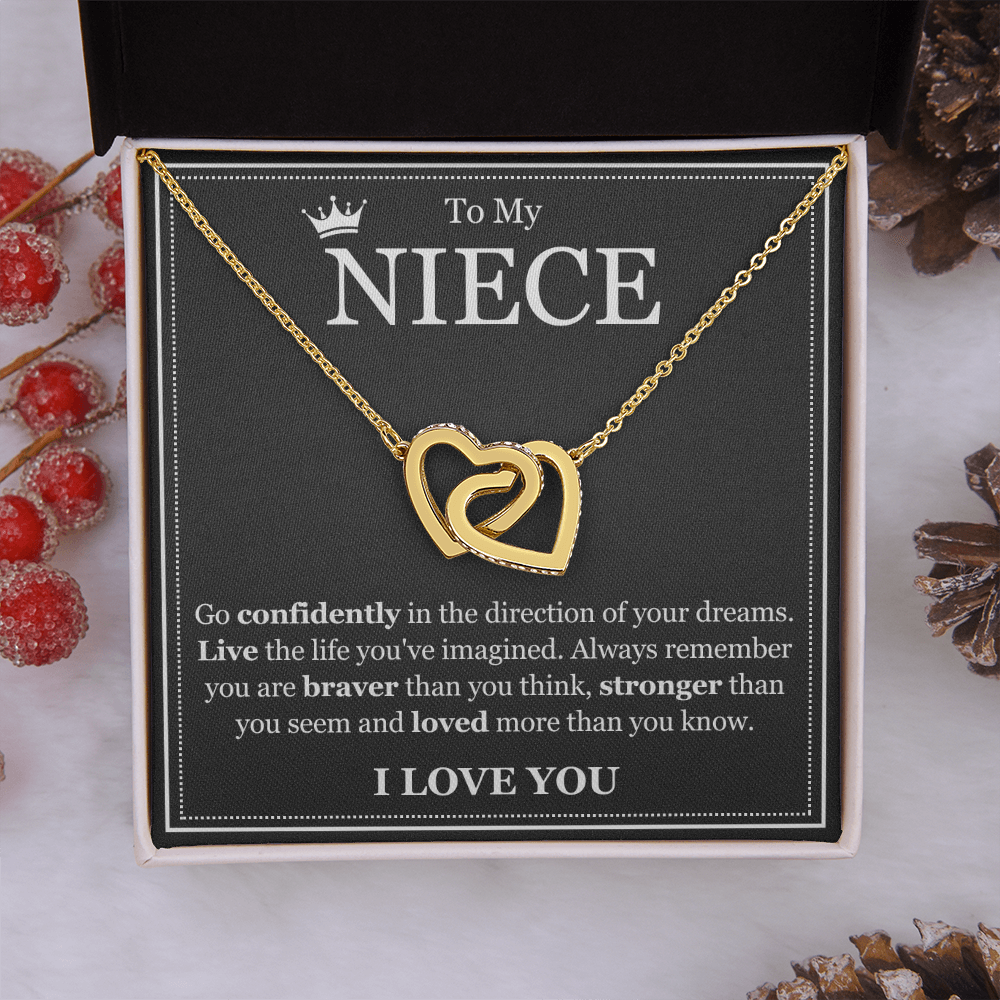 Interlocking Hearts Necklace - To My Niece "Live The Life You've Imagined"