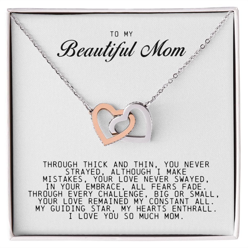 To my Beautiful Mom, Interlocking Hearts Necklace, Mother's Day Gift
