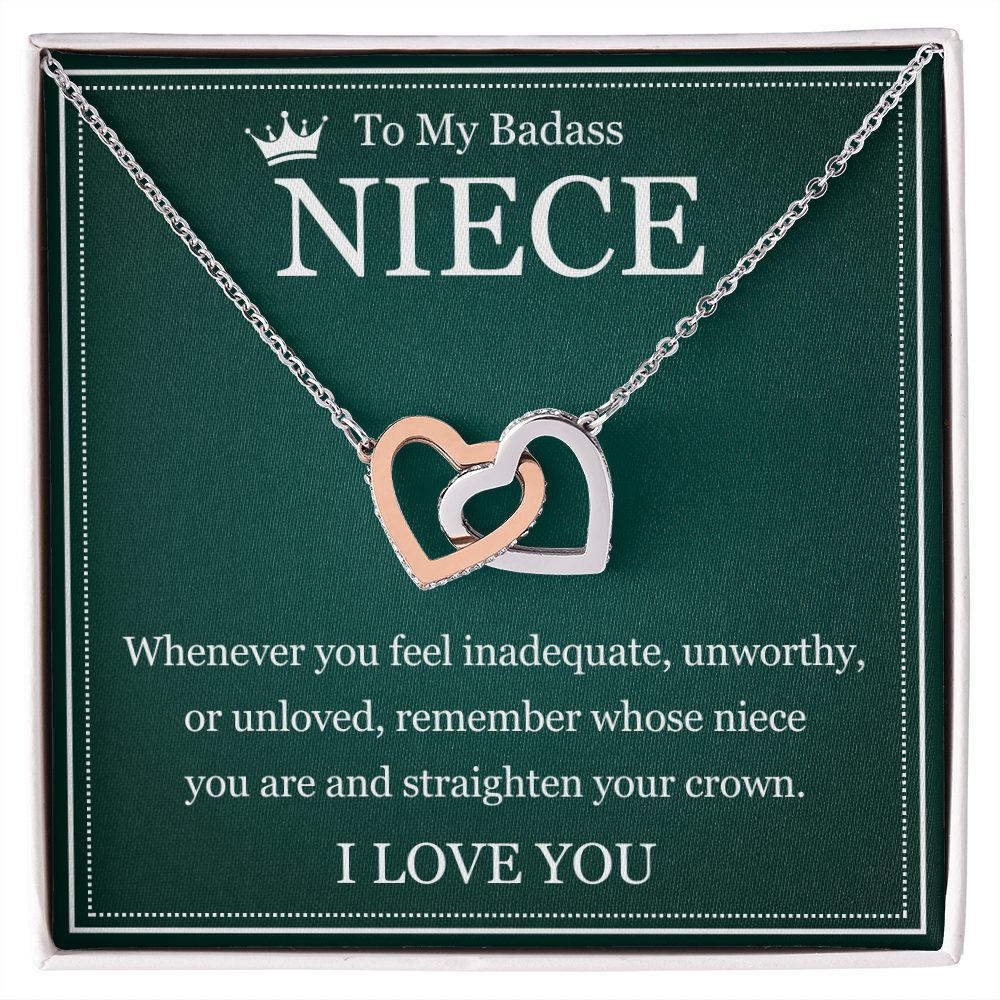 Interlocking  Heart Necklace - To My Badass Niece