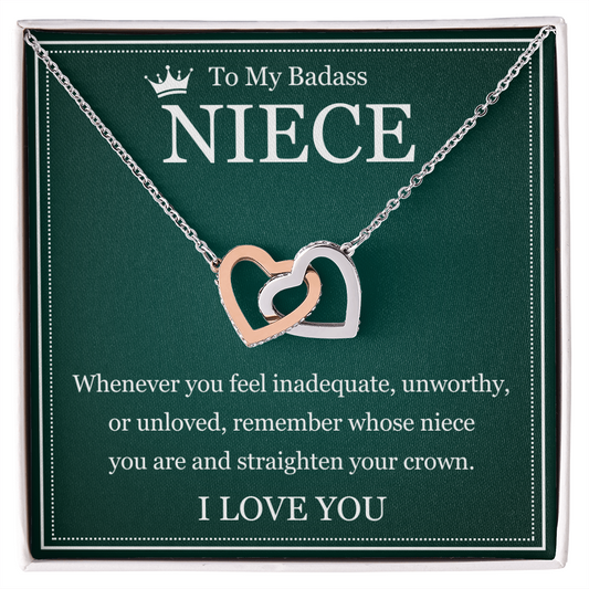 Interlocking  Heart Necklace - To My Badass Niece