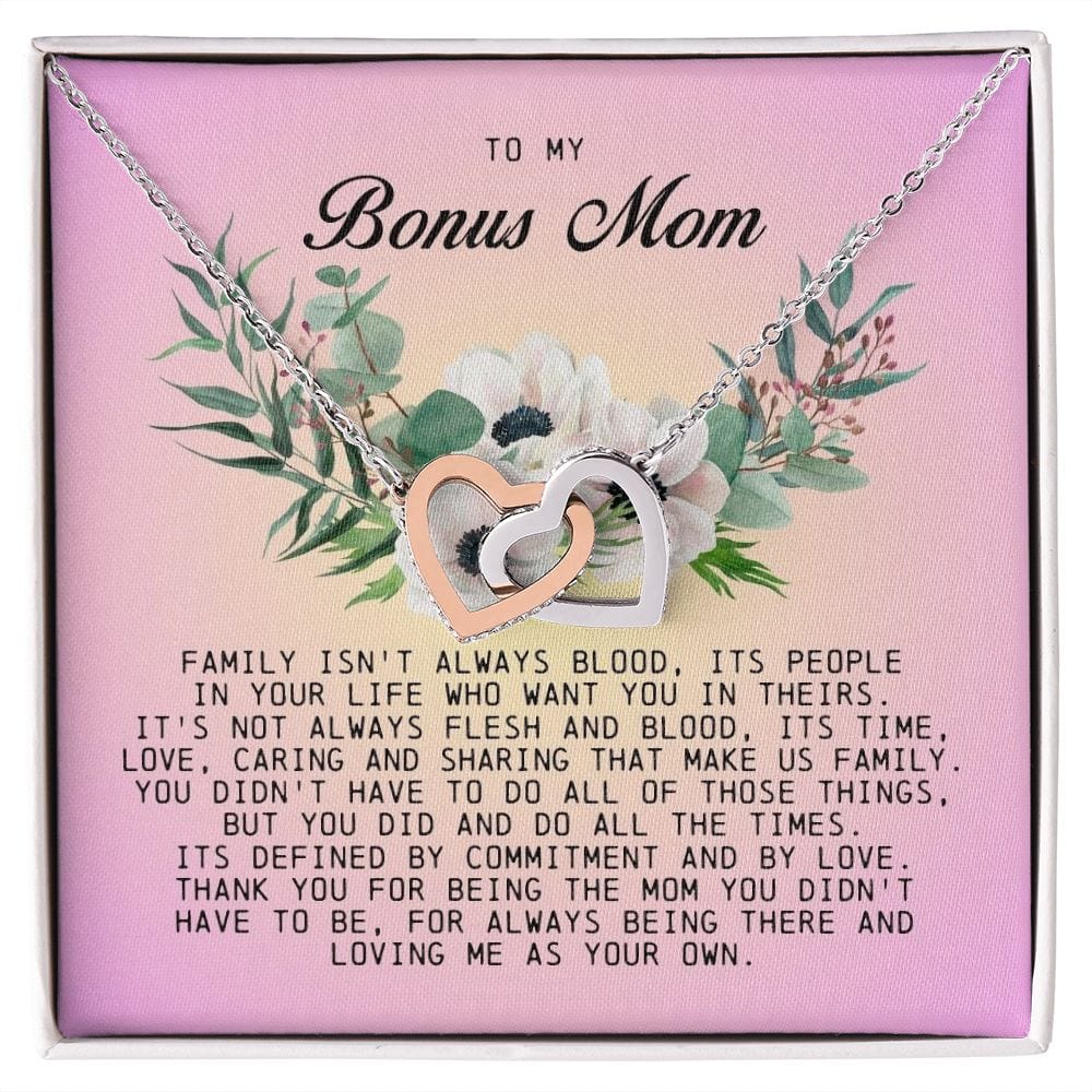 To My Bonus Mom, Interlocking Hearts Necklace
