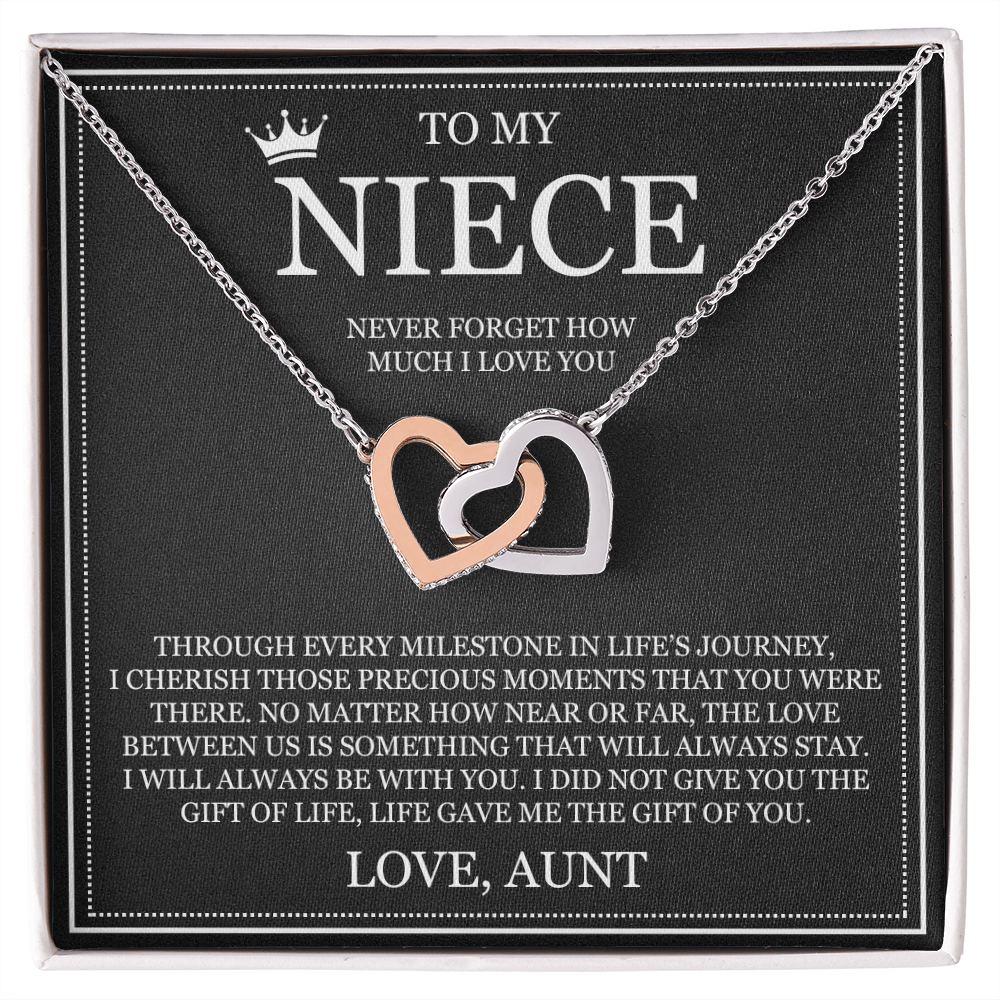 Interlocking Hearts Necklace - To My Niece "Never Forget How Much I Love You"