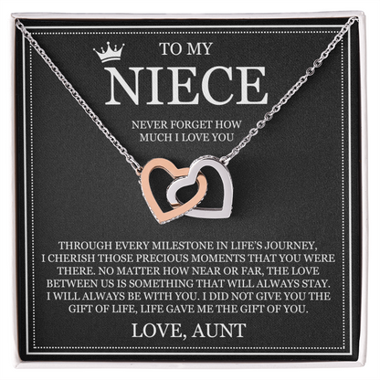 Interlocking Hearts Necklace - To My Niece "Never Forget How Much I Love You"
