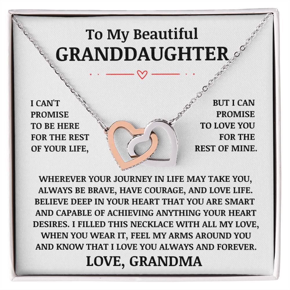To My Beautiful Granddaughter "Love You Always & Forever" Interlocking Heart Necklace