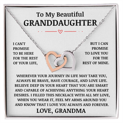 To My Beautiful Granddaughter "Love You Always & Forever" Interlocking Heart Necklace